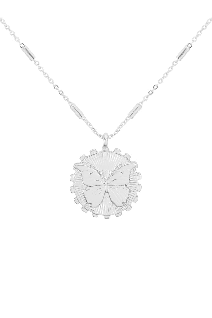 MYN1455 - BUTTERFLY ENGRAVED PENDANT NECKLACE