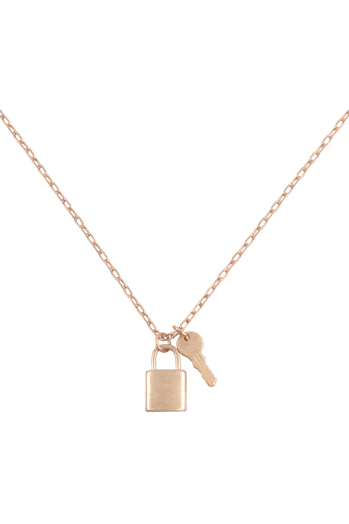 LOCK & KEY PENDANT BRASS NECKLACE