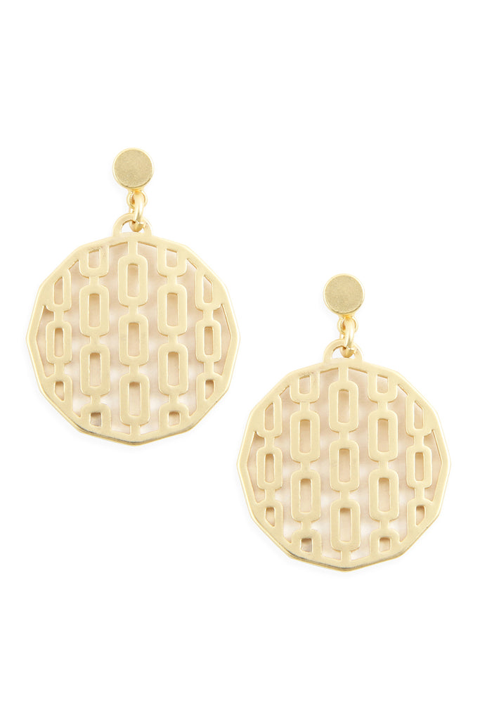 ROUND FILIGREE POST DROP EARRINGS