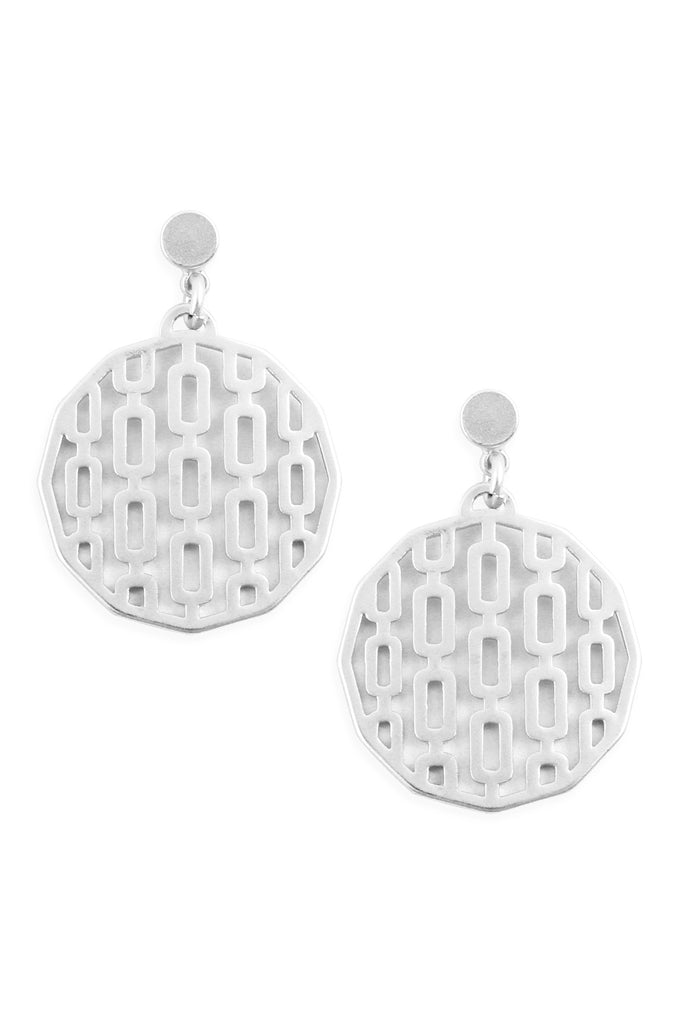 ROUND FILIGREE POST DROP EARRINGS