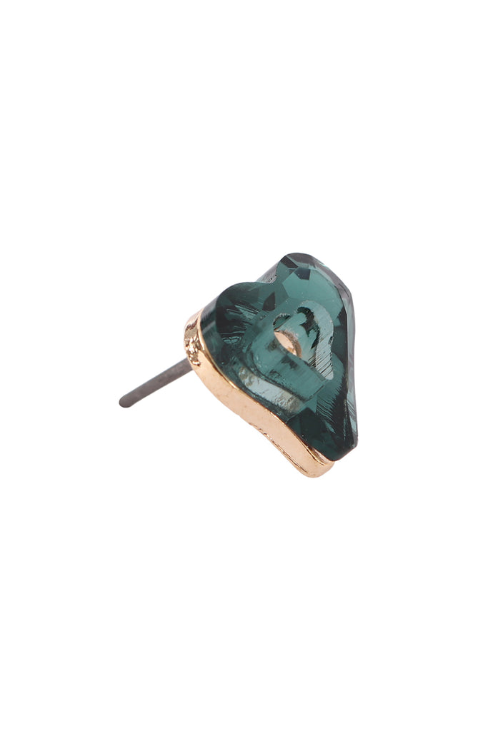GLASS OPEN HEART POST STUD EARRINGS