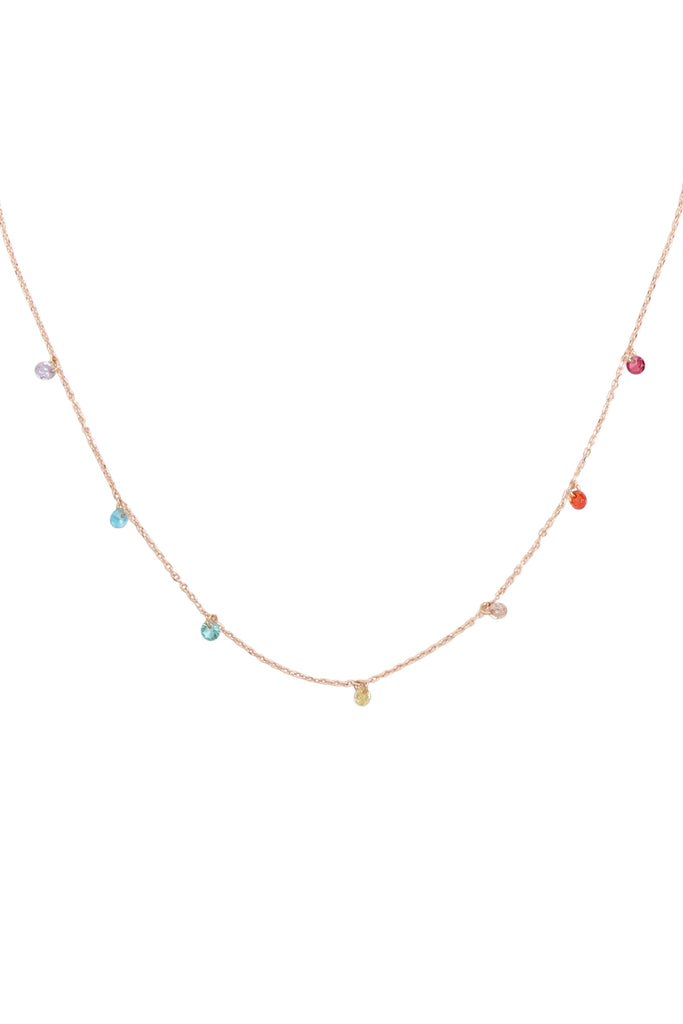 ONA564 - STATIONARY BEADED CUBIC BRASS NECKLACE