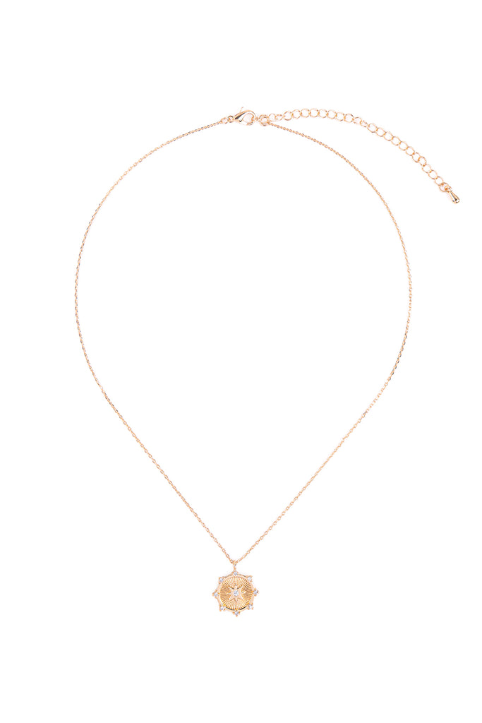 SUN CUTTING COIN PENDANT NECKLACE