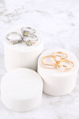 MARBLE RESIN PEARL ASSORTED 5PCS RING SET
