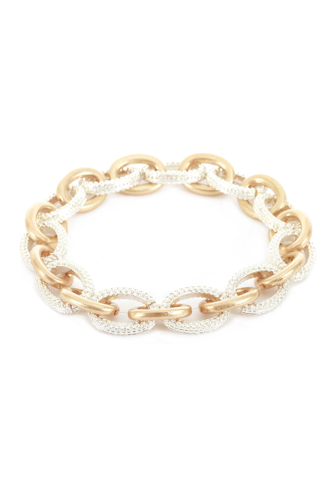 CAVIAR TEXTURED METAL LINK CHAIN BRACELET
