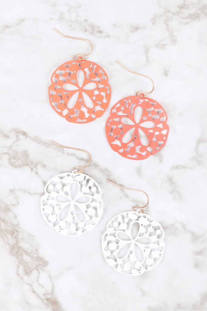 PE3118 - METAL FILIGREE SEA LIFE FISH HOOK EARRINGS - Riah Fashion