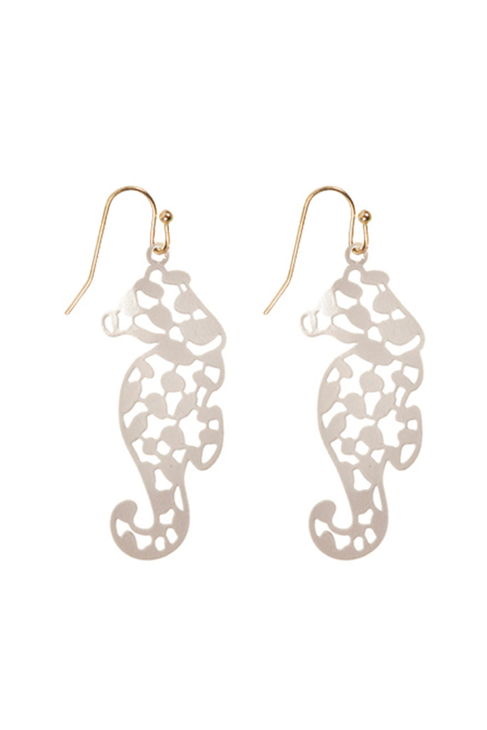 PE3119 - SEA HORSE FILIGREE FISH HOOK EARRINGS