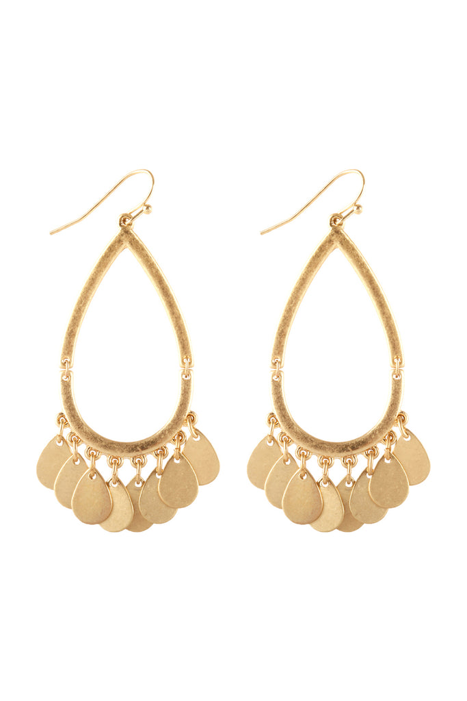 PE3575 - METAL OPEN CUT TEARDROP EARRINGS