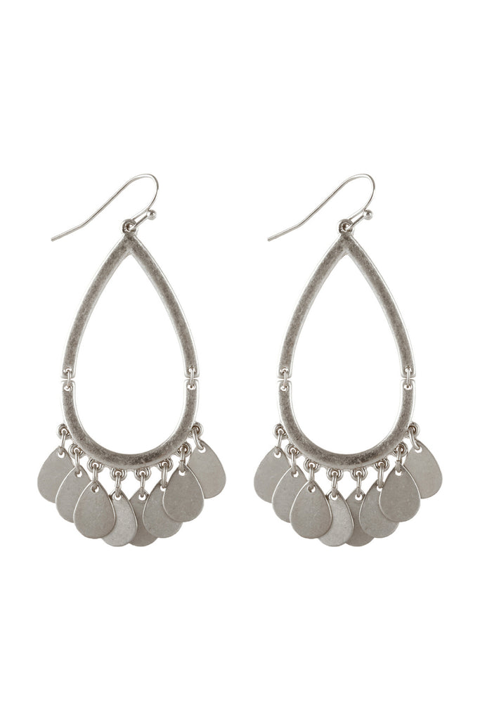 PE3575 - METAL OPEN CUT TEARDROP EARRINGS
