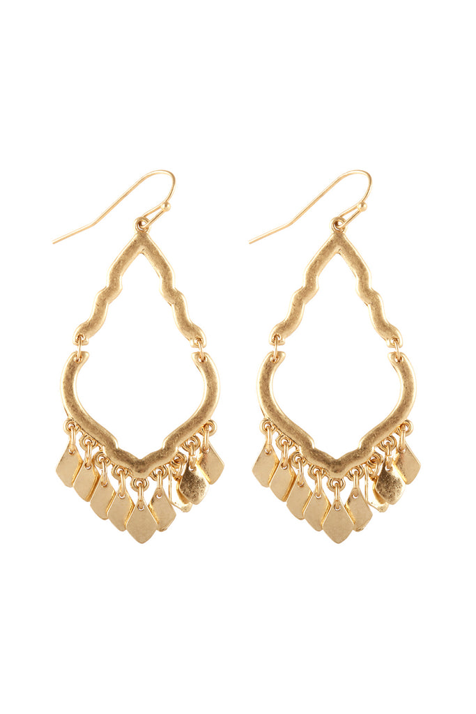 PE3576 - METAL OPEN CUT MORRACAN TEARDROP EARRINGS