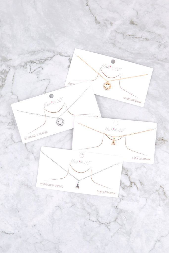 PN158 - CUBIC ZIRCONIA TOWER CRYSTAL PENDANT NECKLACE