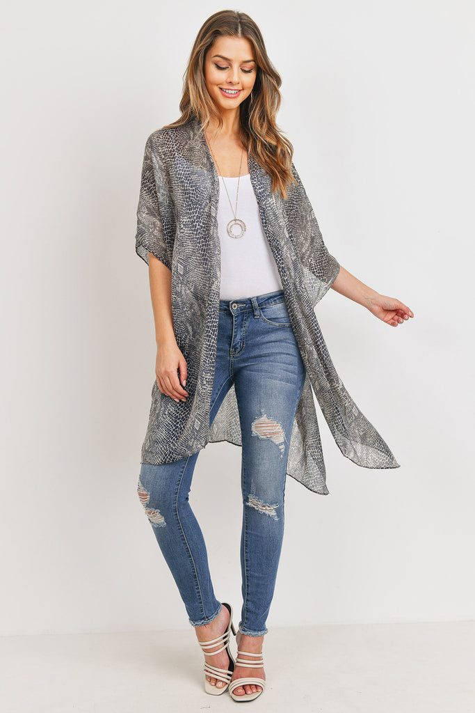 PN222X056 - SNAKE SKIN PATTERN KIMONO