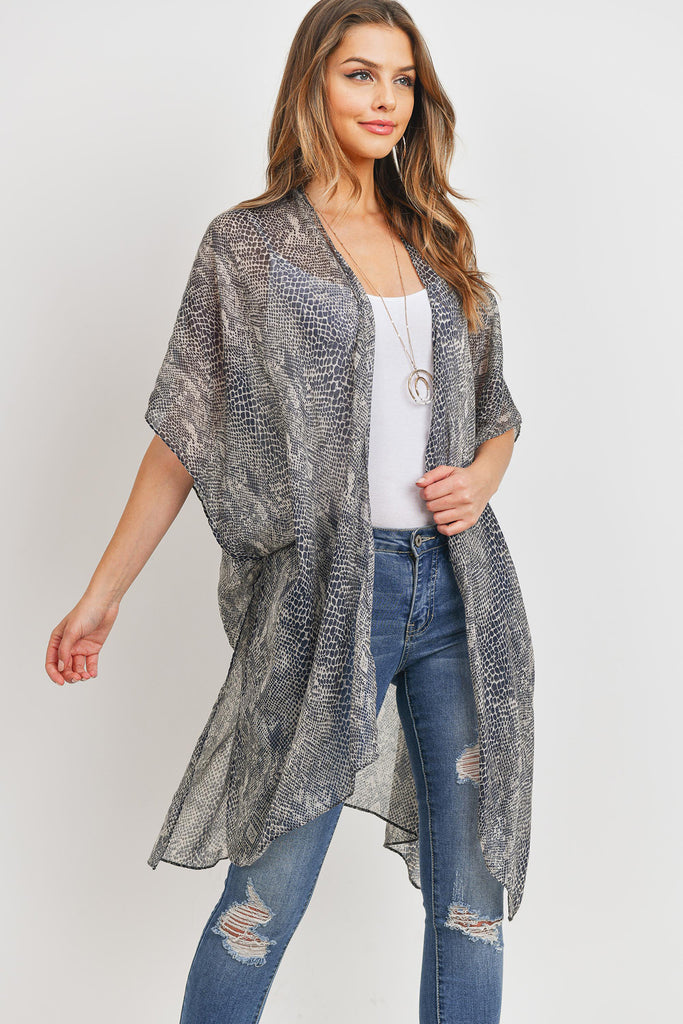 PN222X056 - SNAKE SKIN PATTERN KIMONO