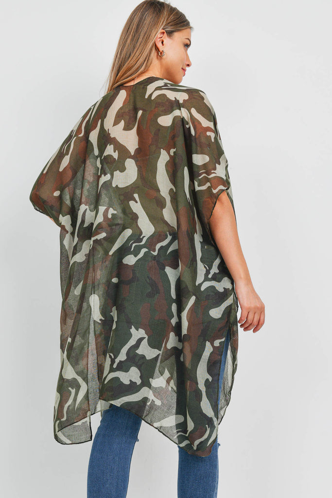 PN222X083 - CAMOUFLAGE OPEN PRINT KIMONO