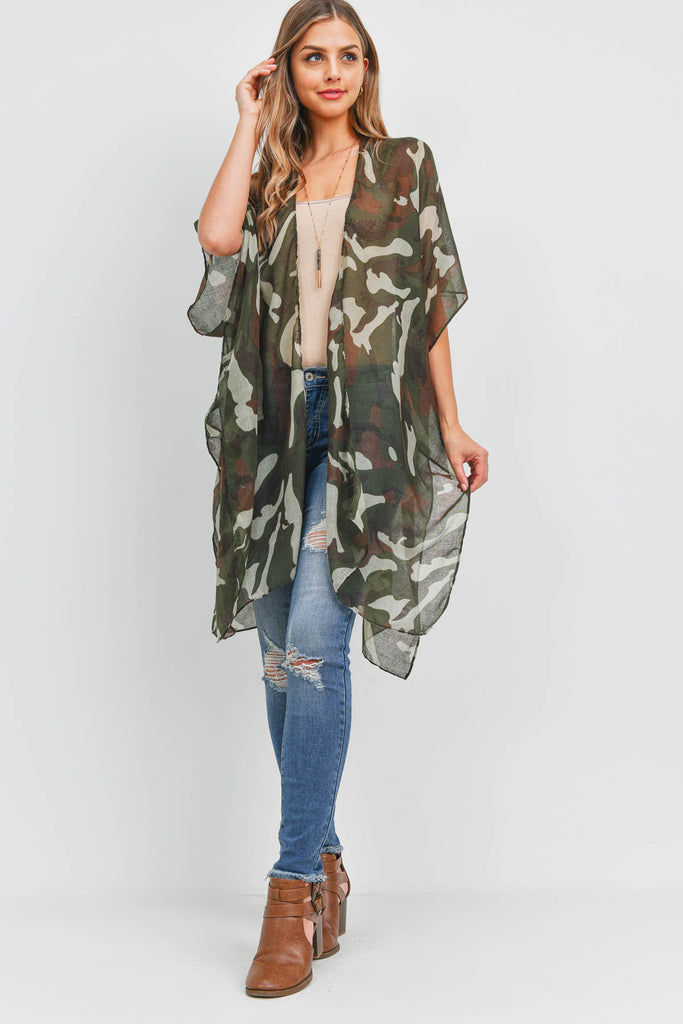 PN222X083 - CAMOUFLAGE OPEN PRINT KIMONO