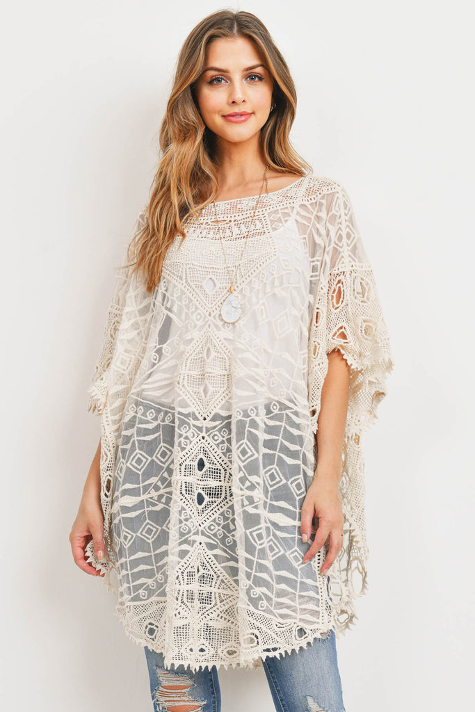 PN341X002LB - MID THIGH LONG SEE-THROUGH PONCHO