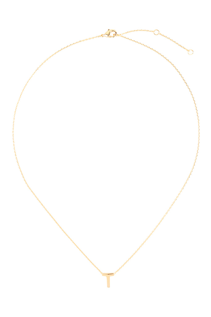 PN3642T - "T" INITIAL DAINTY CHARM NECKLACE
