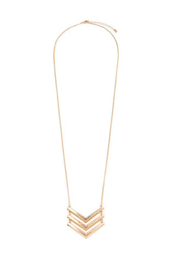 PNA146 - THREE LINE CHAINED CHEVRON NECKLACE