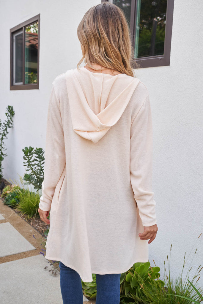 Long Sleeve Open Front Angora Hoodie Cardigan