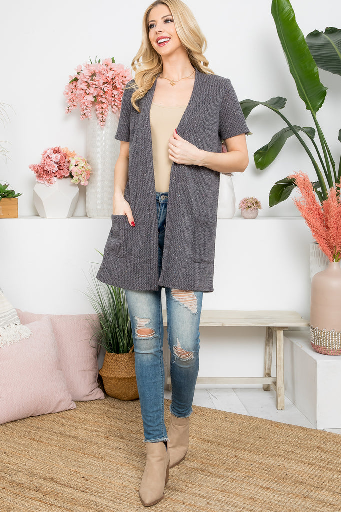 Glitter Detail Spring Pocket Cardigan