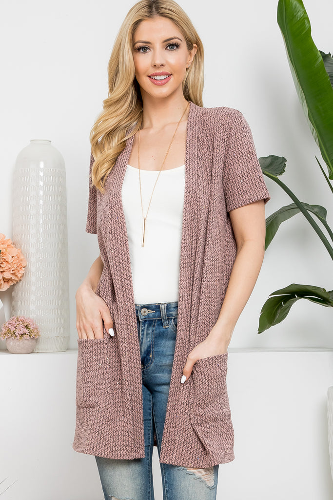Glitter Detail Spring Pocket Cardigan
