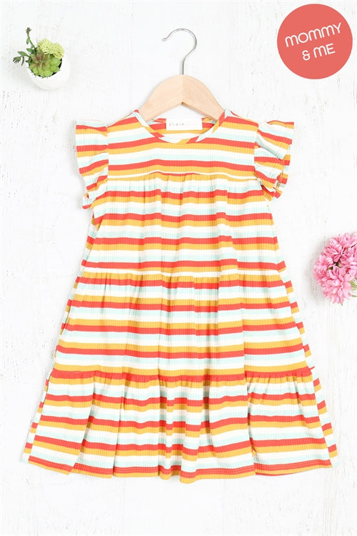 Girls Print Ruffled Sleeve Dress