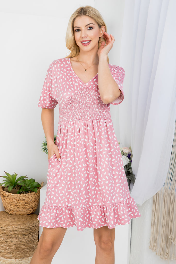 V-Neck Print Dress