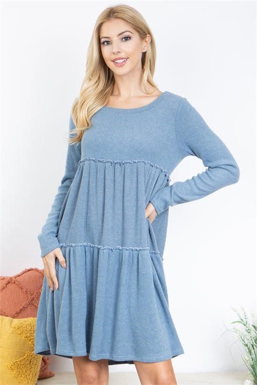 Long Sleeve Bella Rib Brush Dress