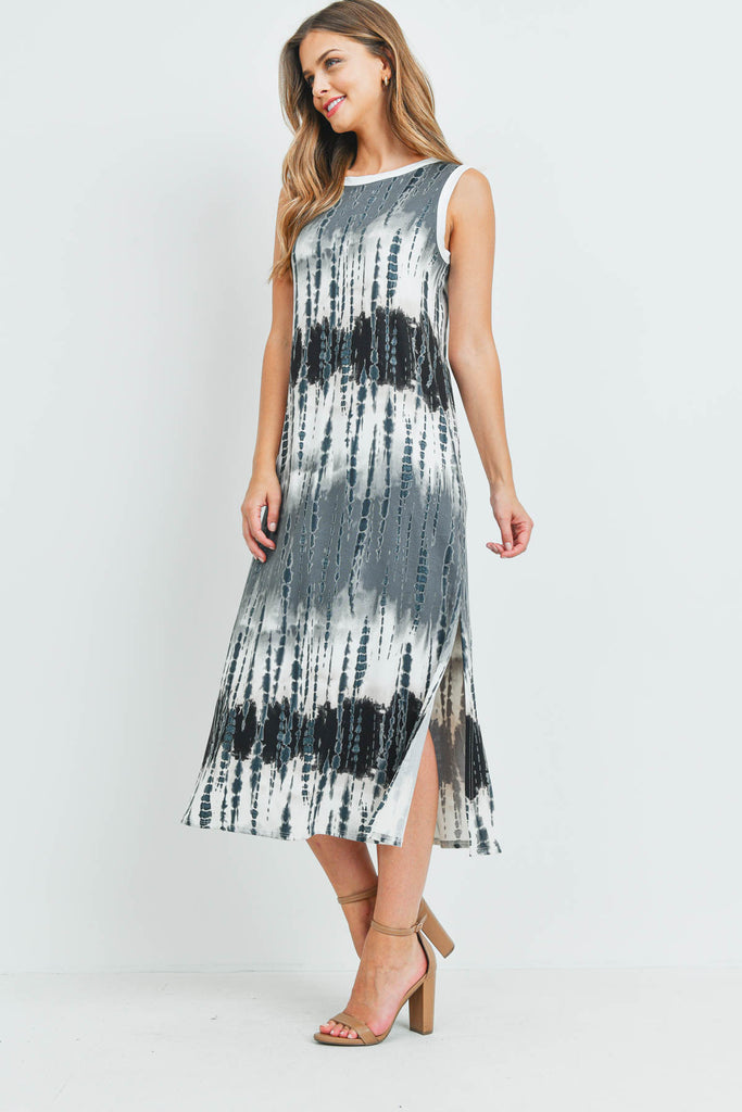 Tie Dye Tank Dress with Side Slit