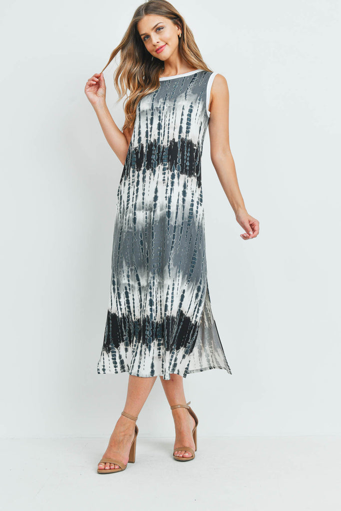 Tie Dye Tank Dress with Side Slit