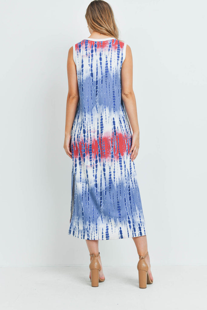 Tie Dye Tank Dress with Side Slit