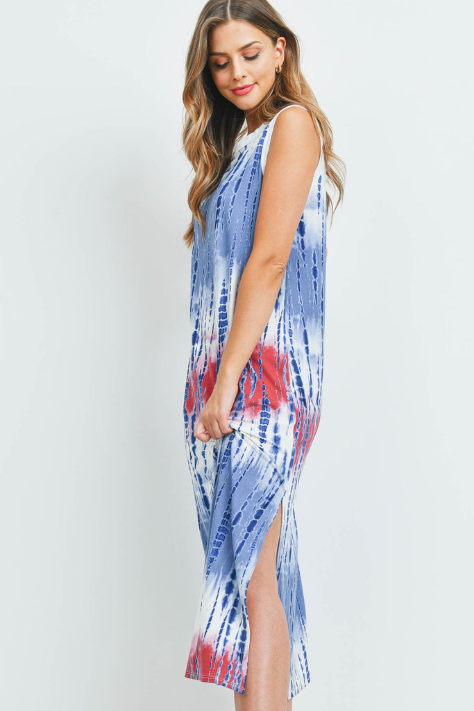 Tie Dye Tank Dress with Side Slit