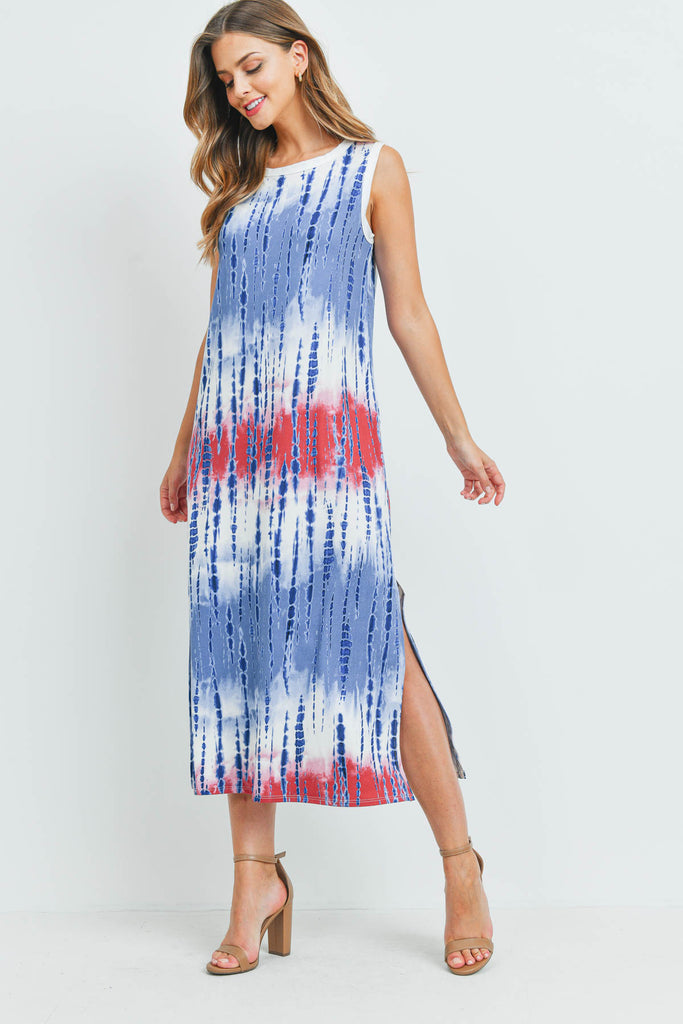 Tie Dye Tank Dress with Side Slit