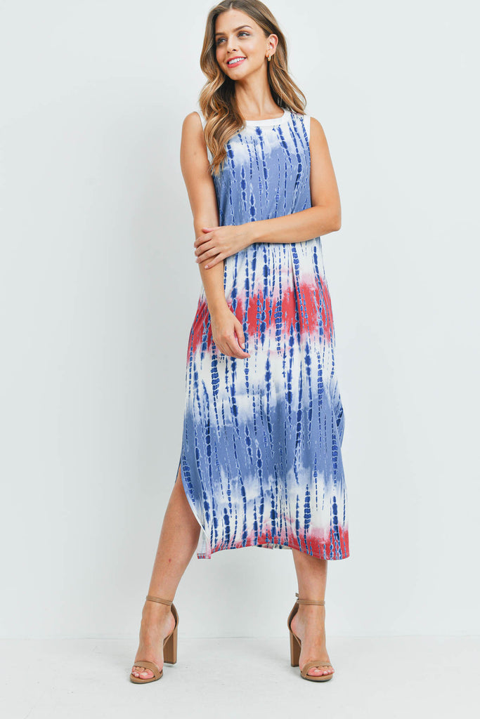 Tie Dye Tank Dress with Side Slit