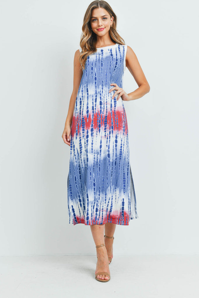 Tie Dye Tank Dress with Side Slit