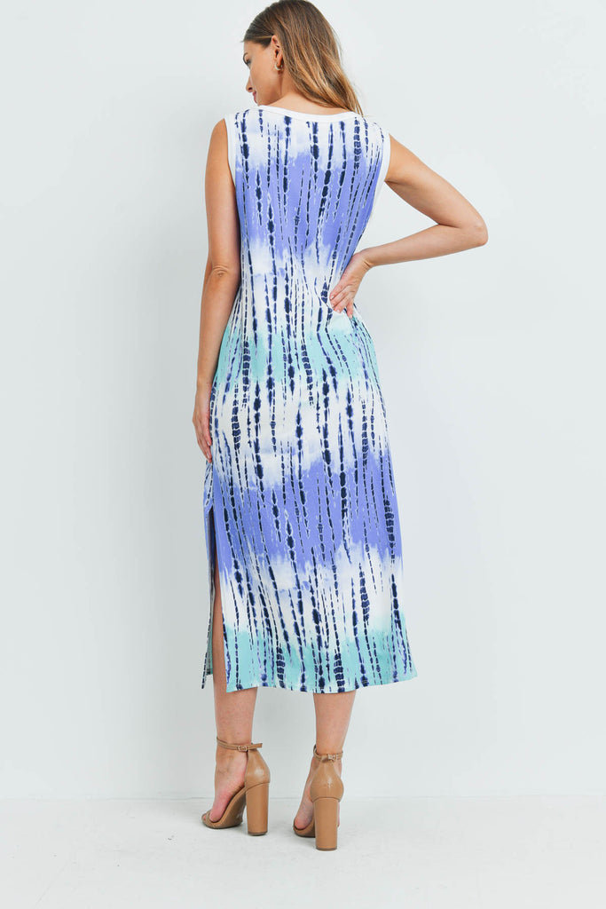 Tie Dye Tank Dress with Side Slit