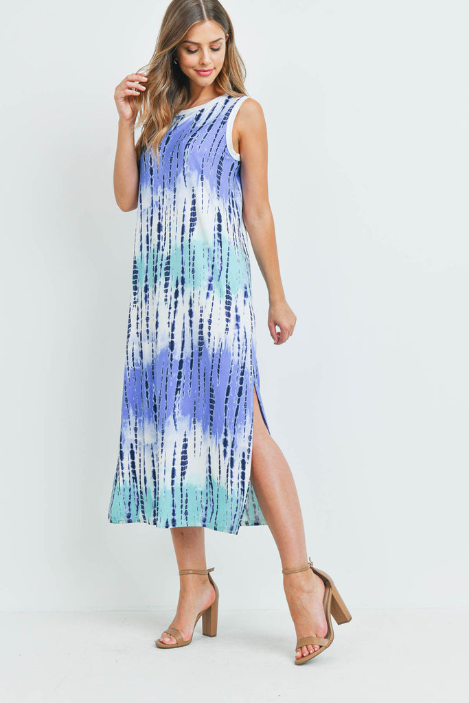 Tie Dye Tank Dress with Side Slit