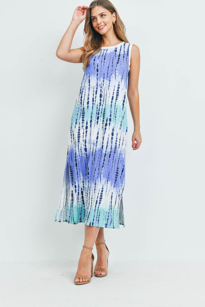 Tie Dye Tank Dress with Side Slit