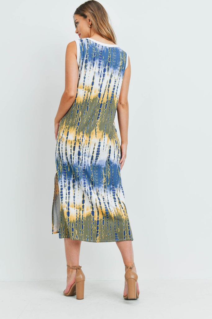 Tie Dye Tank Dress with Side Slit