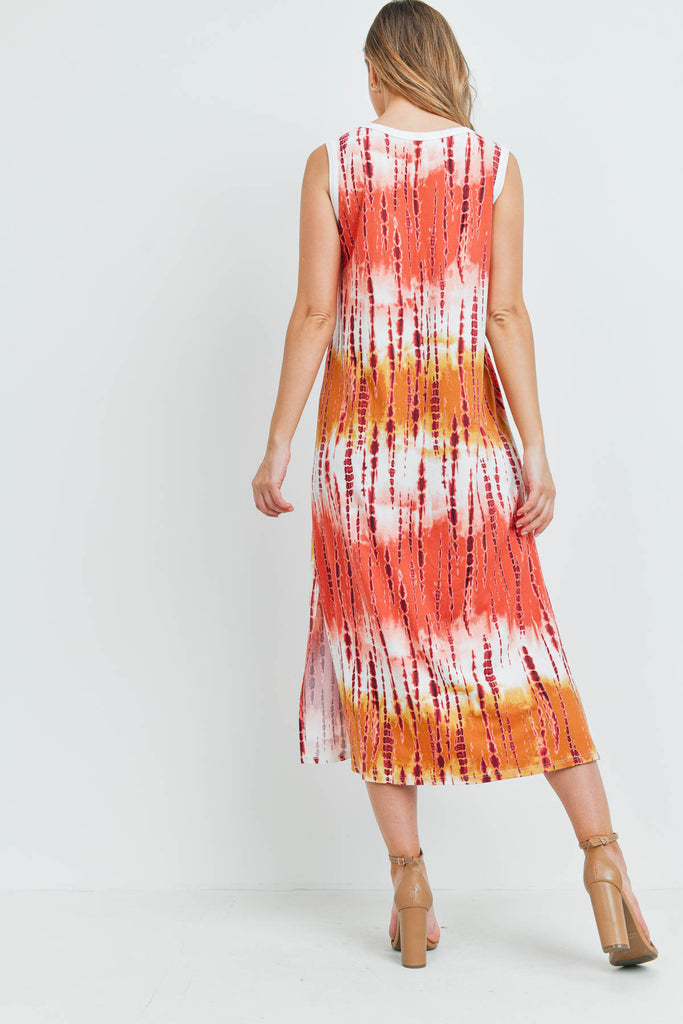 Tie Dye Tank Dress with Side Slit
