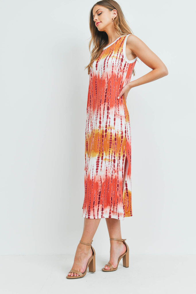 Tie Dye Tank Dress with Side Slit