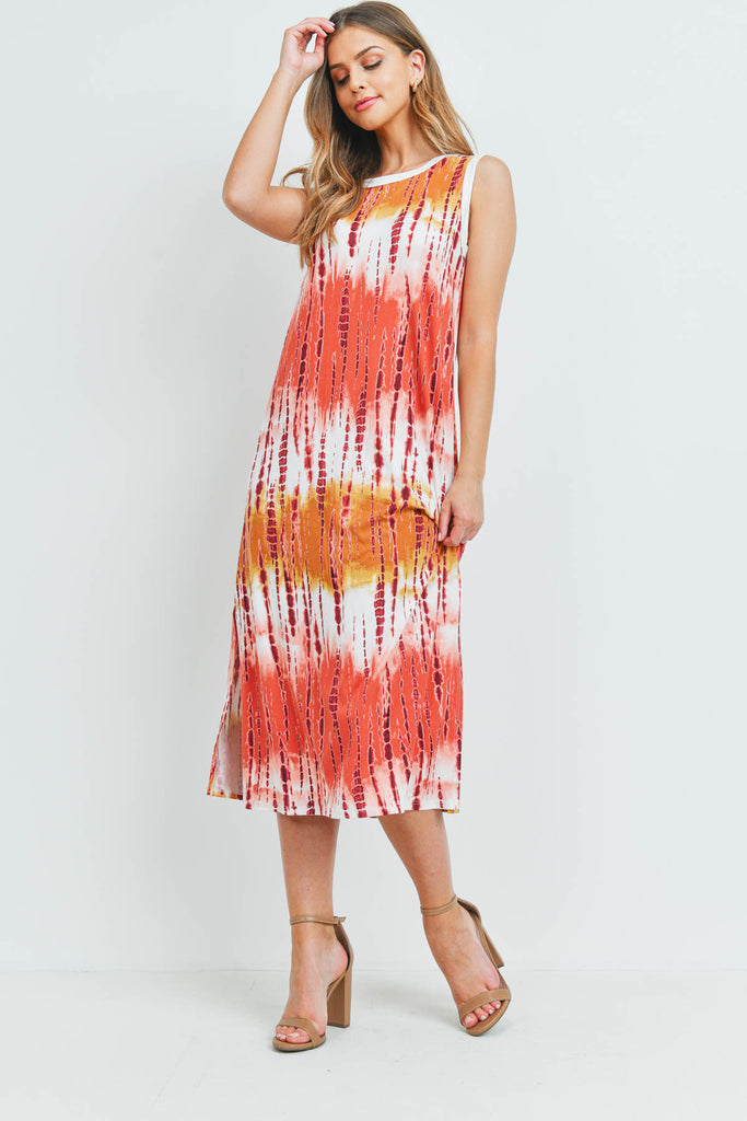 Tie Dye Tank Dress with Side Slit