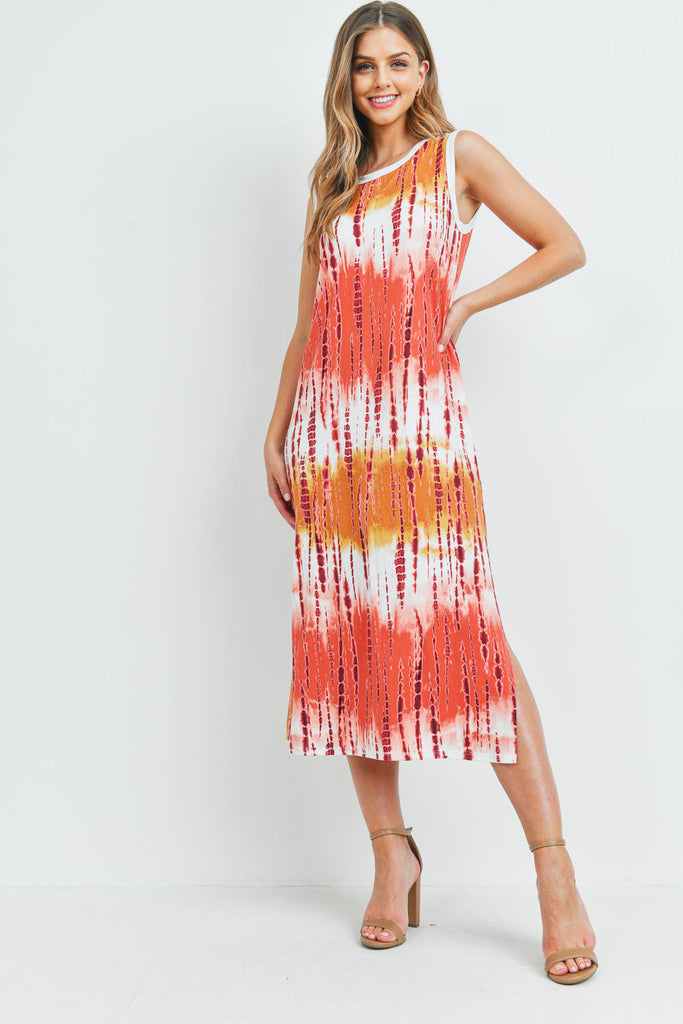 Tie Dye Tank Dress with Side Slit