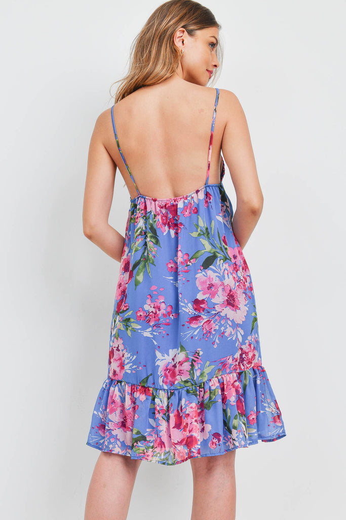 Floral Print Ruffle Hem Cami Dress with Inside Lining