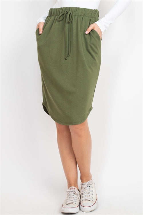 Self Tie Elastic Waist Pencil Skirt