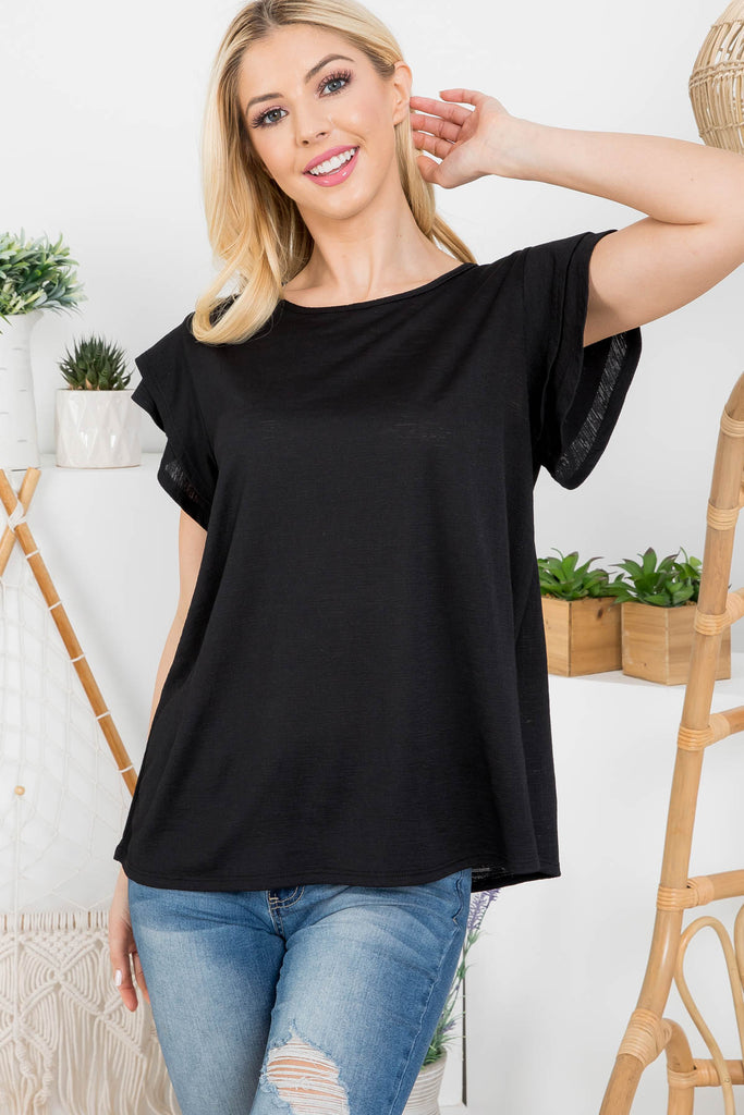 Layered Ruffle Sleeve Round Neck Top