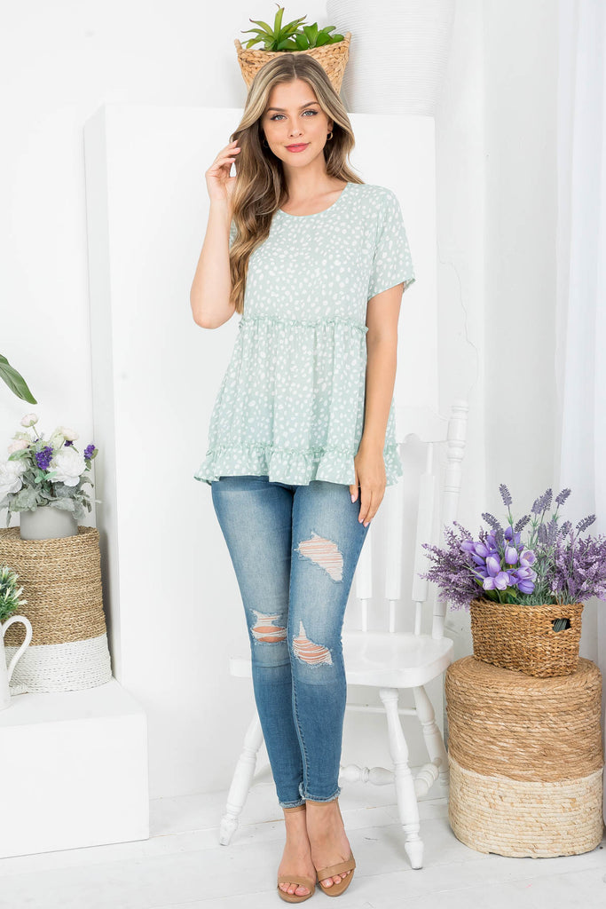 Print Short Sleeve Pull Merrow Top