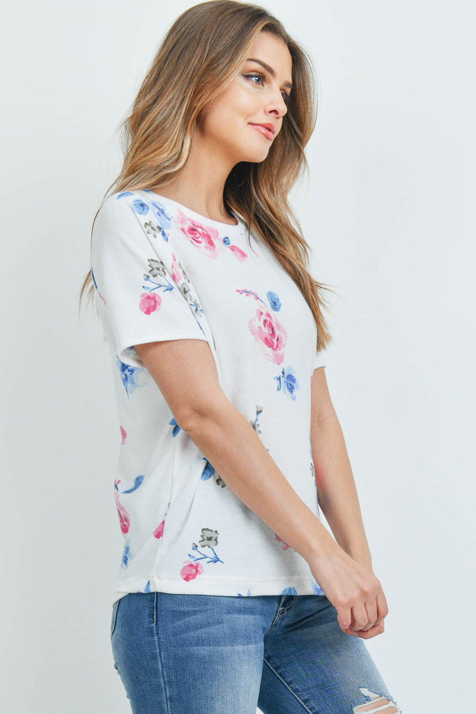 Short Sleeves Floral Hem Top | S-XL