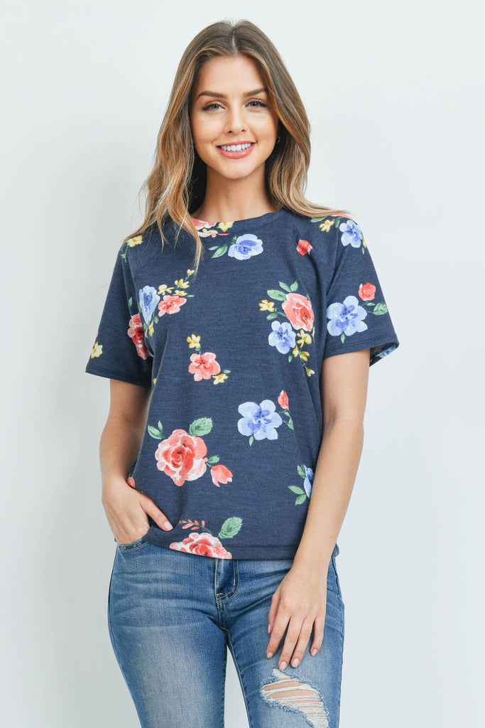 Short Sleeves Floral Hem Top | S-XL