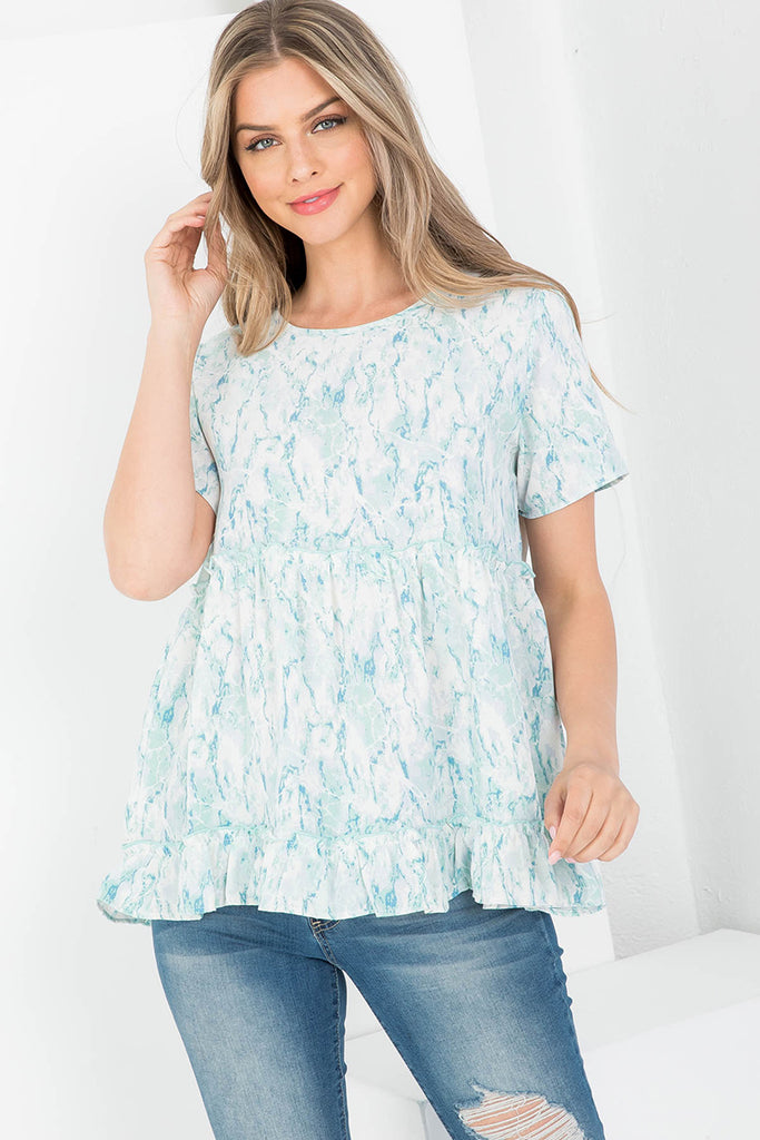 Print Short Sleeve Pull Merrow Top